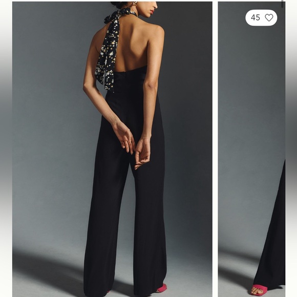 Anthropologie scotch & Soda Black Jumpsuit with Patterned Tie - Picture 2 of 16